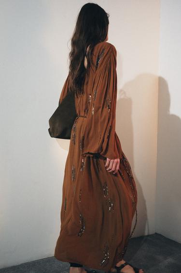 BEADED DRESS ZW COLLECTION - Ochre by Zara - Image 2