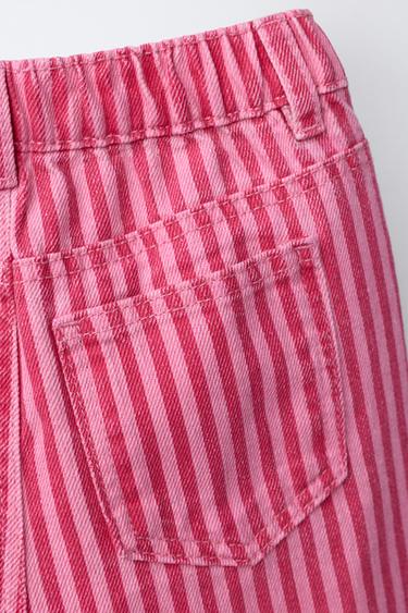 STRIPED CULOTTES WITH RUFFLES - Neon pink by Zara - Image 3