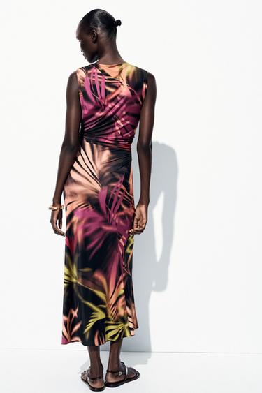 ROBE MIDI IMPRIMÉE DÉCOR - Multicolore de Zara - Image 5