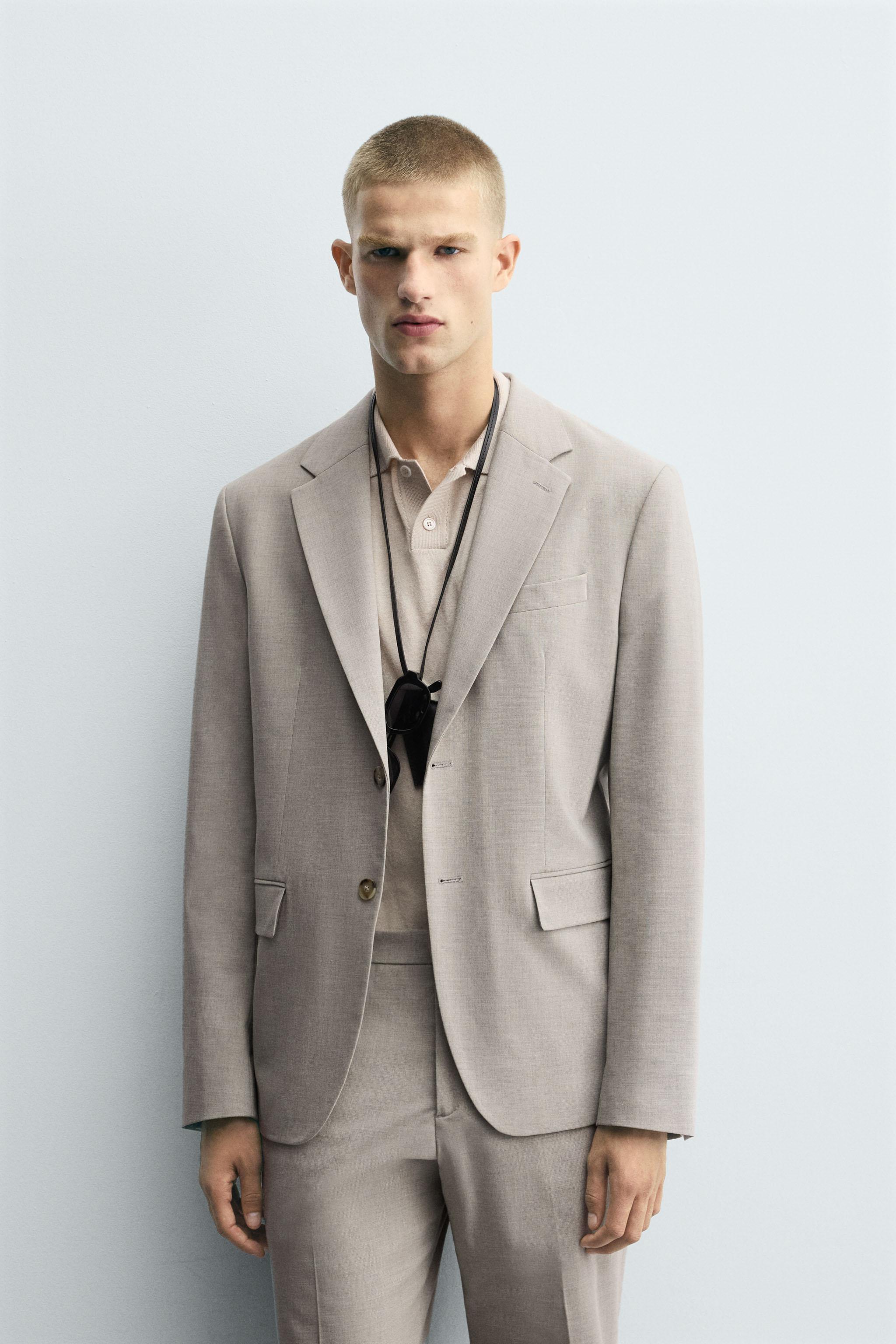 ZARA セットアップ 2ピース メンズ グレー チェック スーツ 上品 801357065.jpg?1585640192
