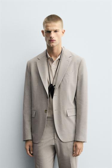 BLAZER DE COSTUME STRUCTURÉ - Grisâtre de Zara - Image 1