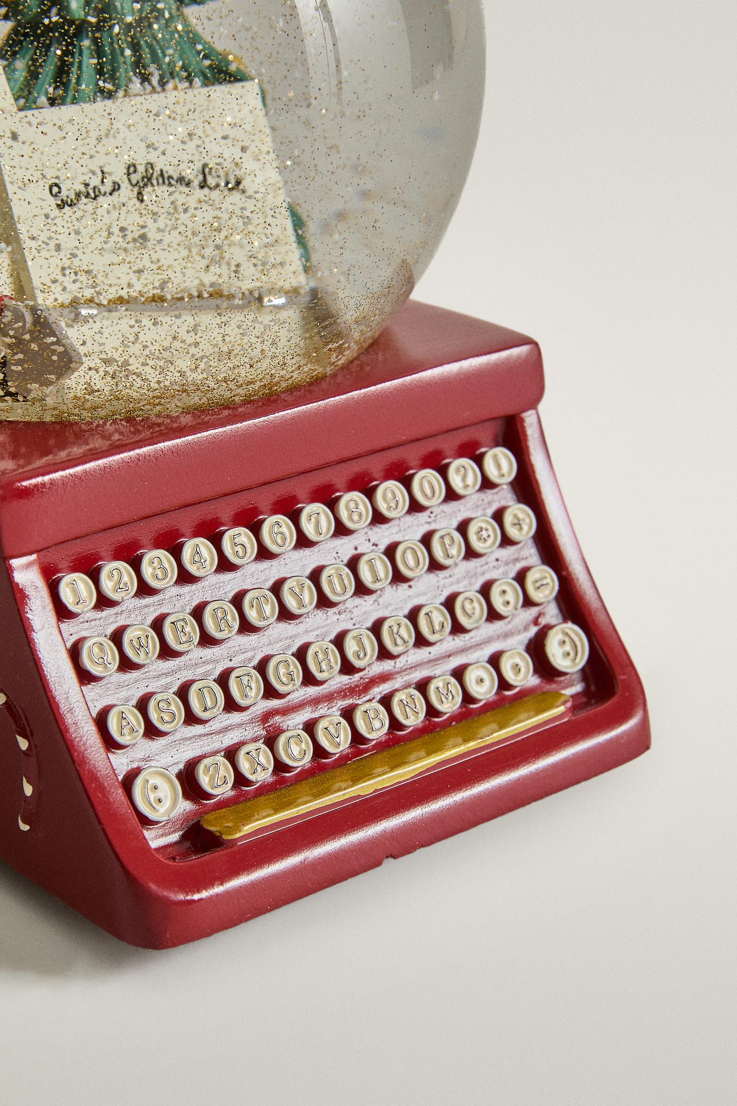 Zara Christmas Typewriter Snow Globe Decoration, цвет: Разноцветный — фото 3