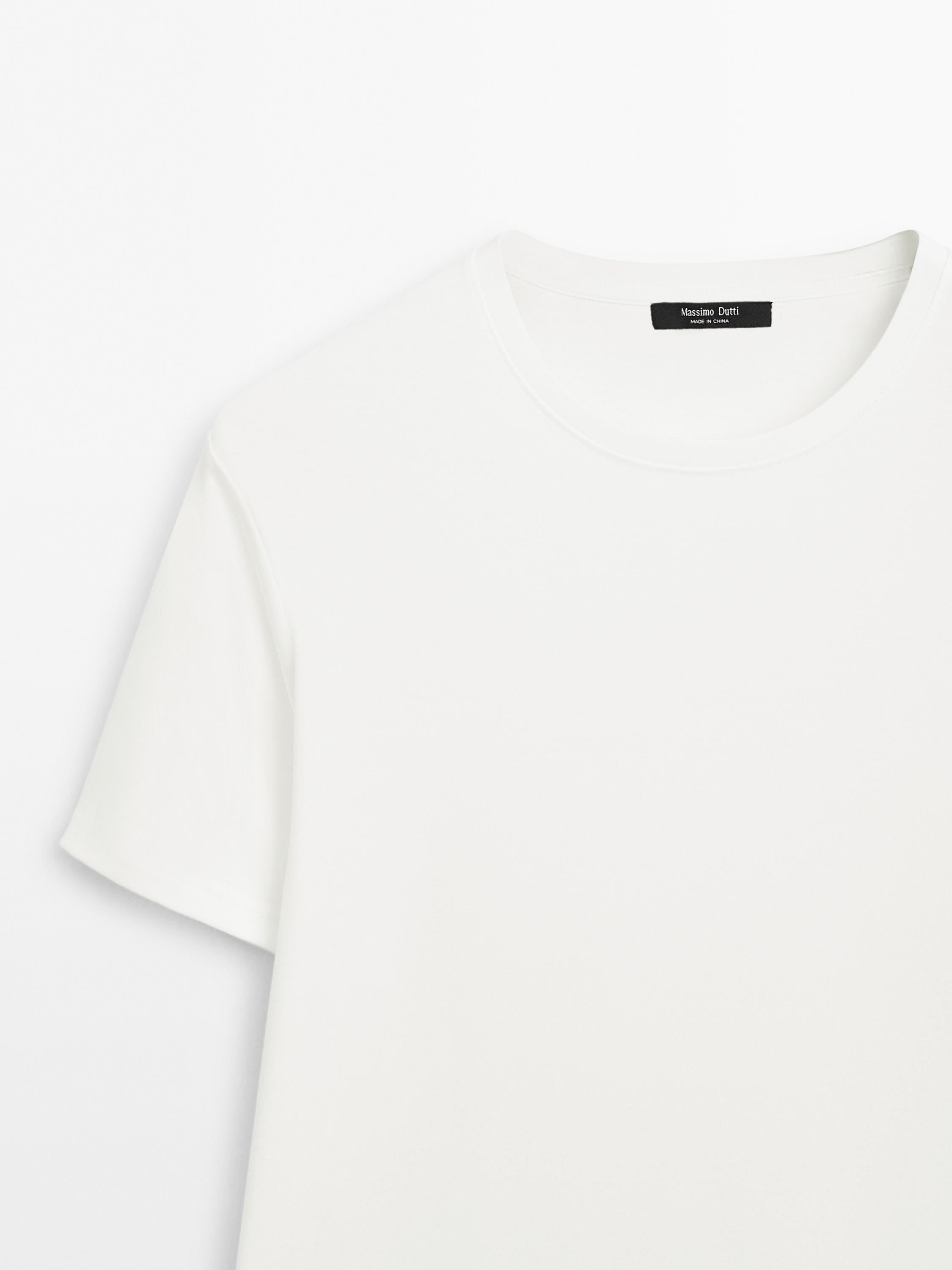 100% mercerised cotton T-shirt — Ecru