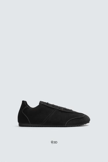 LIMITED EDITION LEATHER TRAINERS - Black by Zara