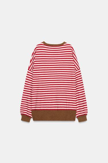 STRIPED 100% WOOL SWEATER - Ecru / Red by Zara - Image 4