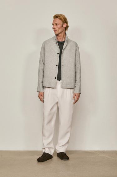 Zara Linen total look bomber jacket - LIMITED EDITION - Pearl gray - Image 0