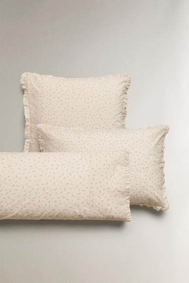 CHILDREN'S FLORAL PRINT RUFFLED PILLOWCASE - Light pink by Zara