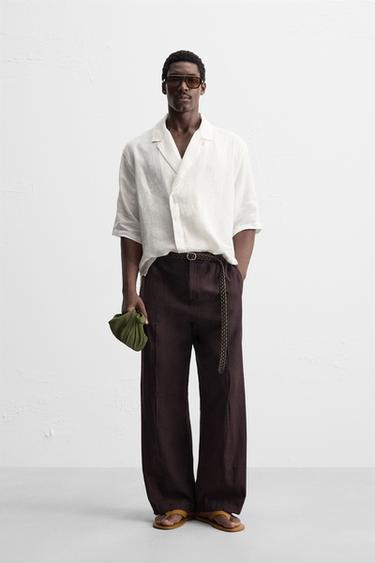 100% LINEN KIMONO SHIRT - White by Zara - Image 0