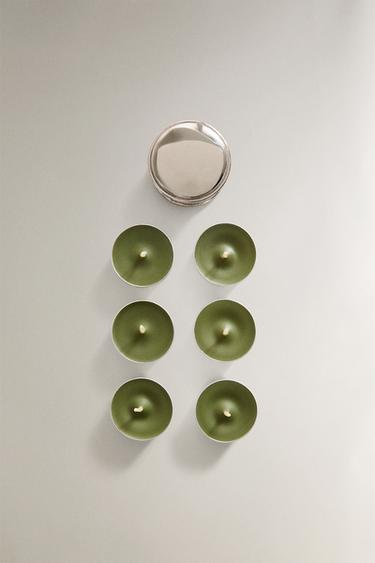 ENSEMBLE BOUGIES CHAUFFE-PLAT PARFUMÉES BASILICUM ET POT ARGENTÉ - Vert menthe de Zara
