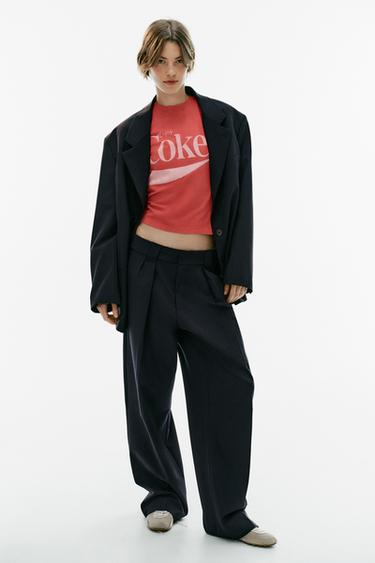 PANTALÓN TRABILLAS PLIEGUES - Marino oscuro de Zara - Imagen 0