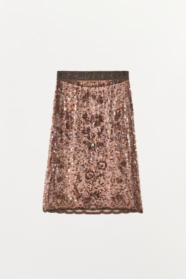 JUPE MI-LONGUE BRODERIES FANTAISIE ÉDITION LIMITÉE - Tuile de Zara - Image 2