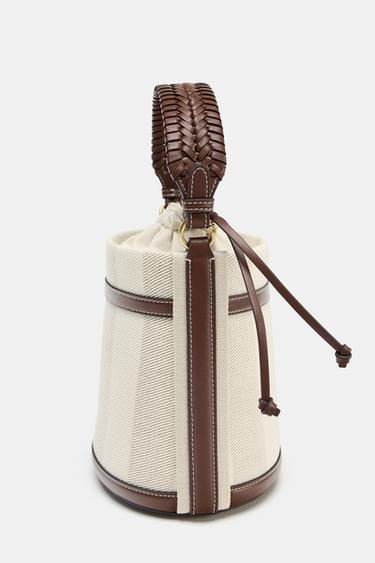 STRIPED CANVAS BUCKET BAG - Light beige by Zara - Image 4