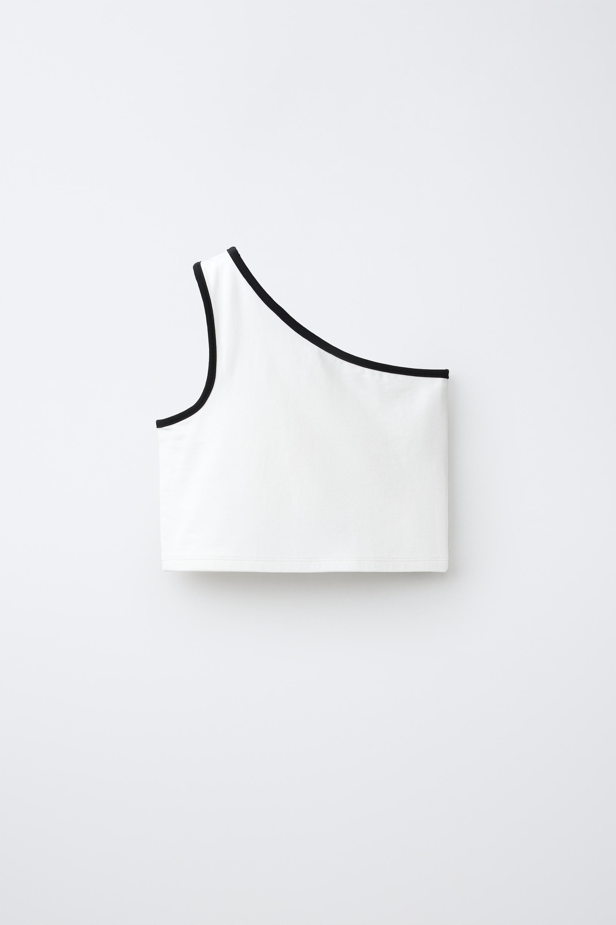 ASYMMETRIC CONTRAST TRIM TOP - White | ZARA United Kingdom