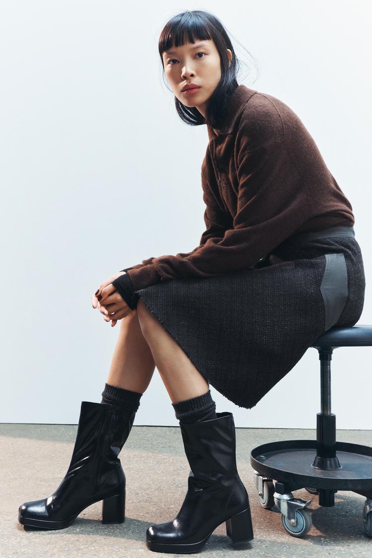 Black Platform High Heel Ankle Boots PLATFORM HIGH-HEEL ANKLE