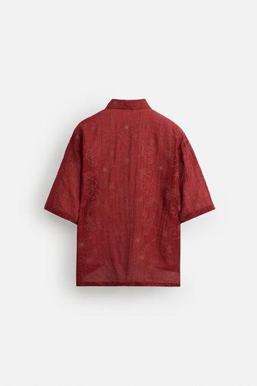 FLORAL TEXTURED SHIRT © OTIS KWAME KYE QUAICOE - Burgundy by Zara - Image 7