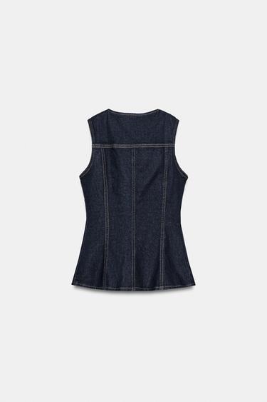 Z1975 FITTED DENIM WAISTCOAT - Blue by Zara - Image 5
