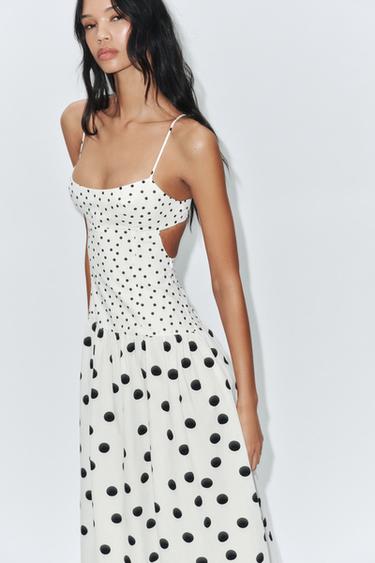 STRAPPY DOT MIDI DRESS - Ecru / Black by Zara - Image 1