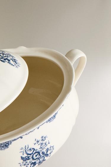 FLORAL EARTHENWARE SERVING TUREEN - Blue by Zara - Image 4