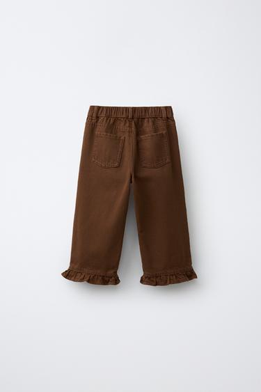 PANTALON JUPE-CULOTTE EN SERGÉ À VOLANT - Tuile de Zara - Image 1