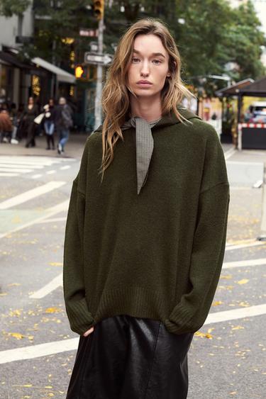 Zara MEKANI PLETENI DŽEMPER – Zelena