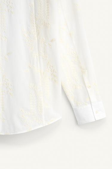 EMBROIDERED RELAXED FIT SHIRT - Ecru by Zara - Image 7