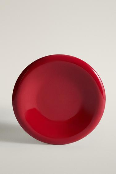 GLAZED STONEWARE DESSERT PLATE - Red by Zara - Image 0