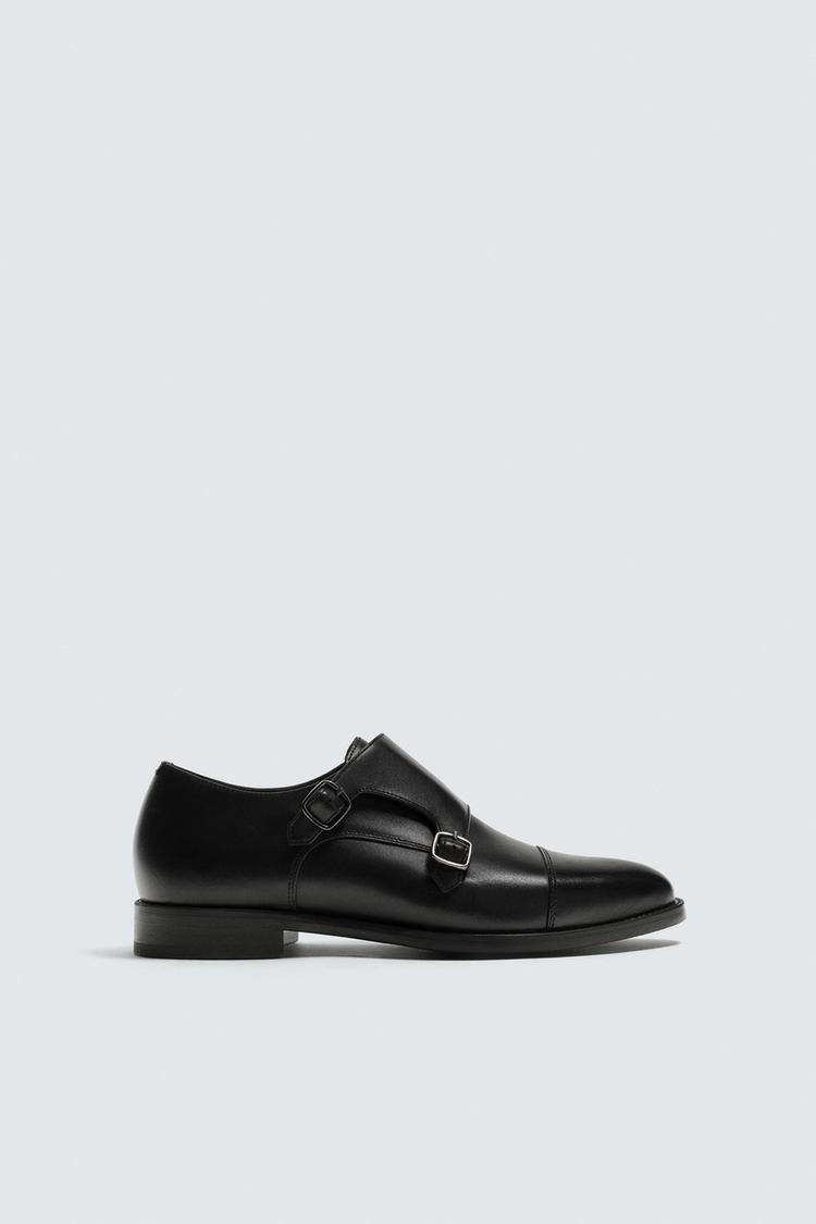 ZARA LEATHER DOUBLE MONK STRAP SHOES