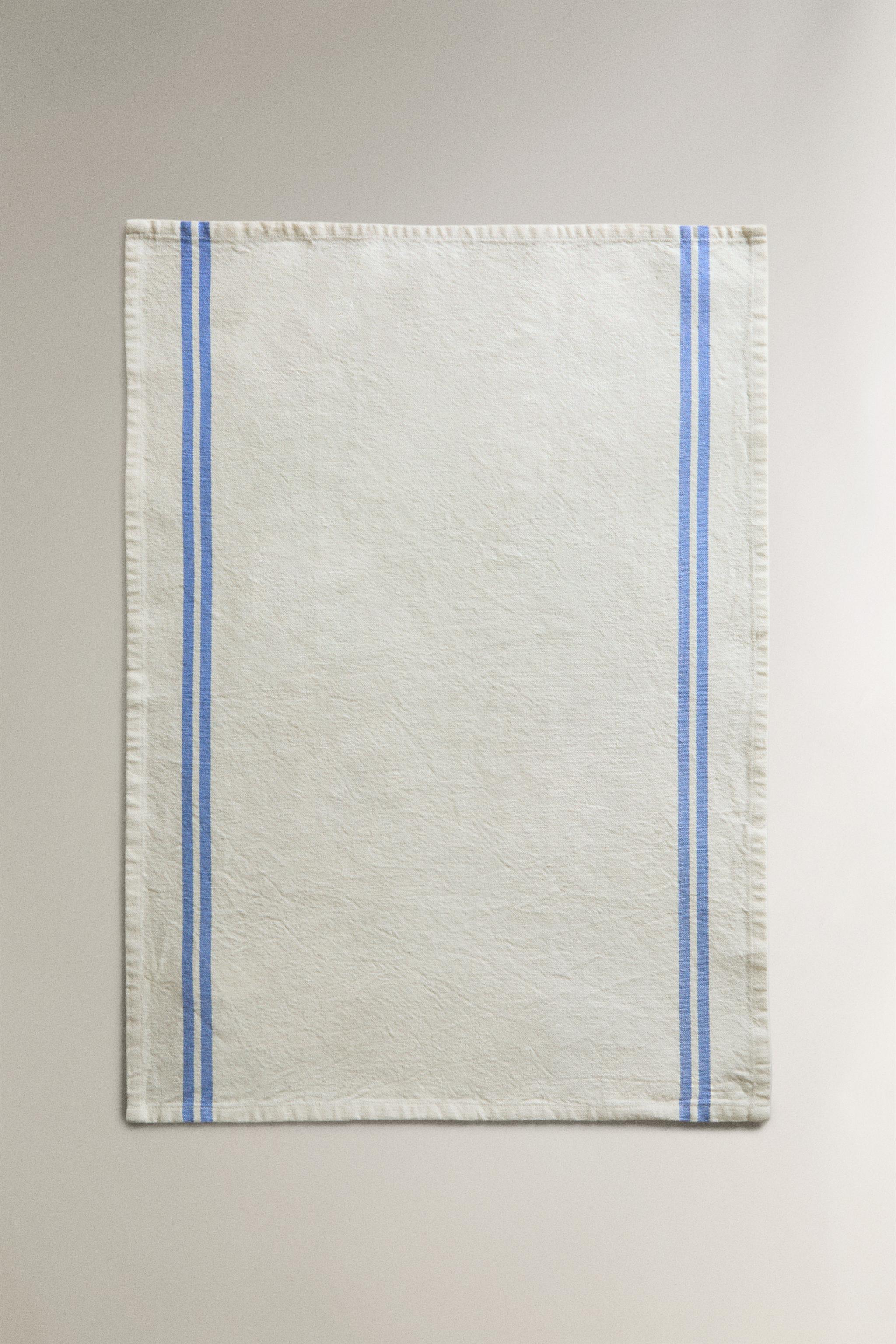 STRIPED COTTON TEA TOWEL — Blue (alternate view)