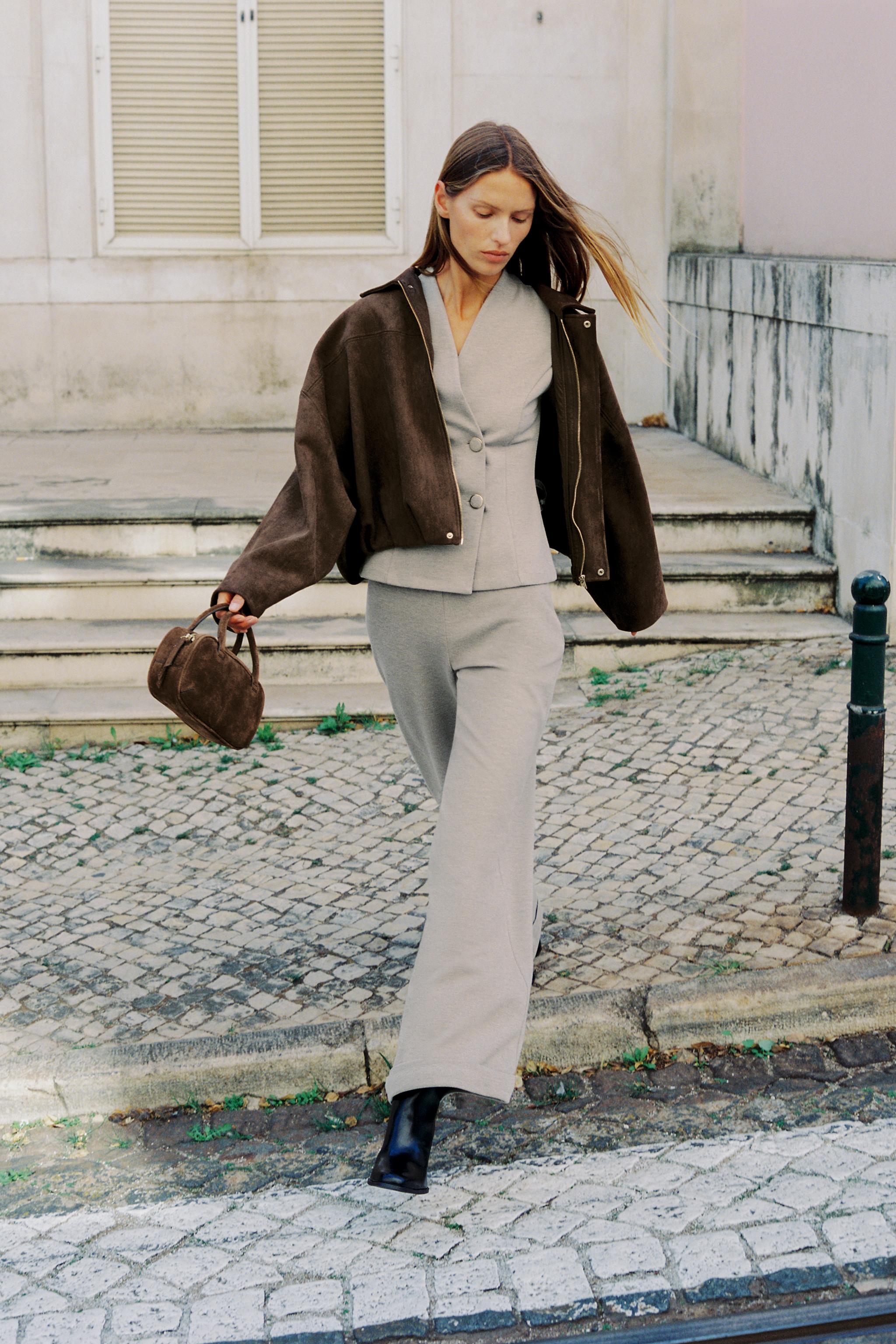 TWILL WIDE LEG PANTS