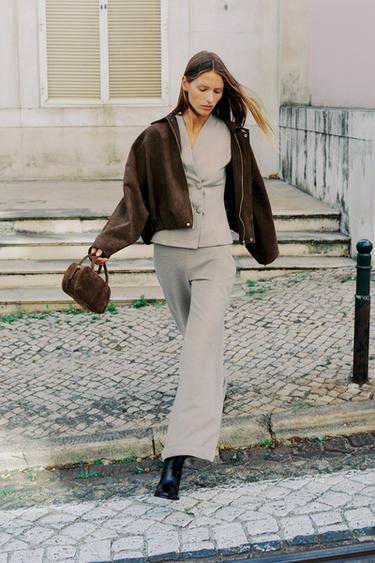 WIDE-LEG TWILL TROUSERS - Stone by Zara - Image 2