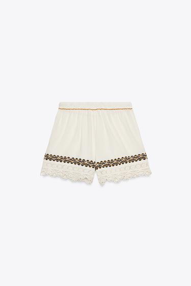 ZW COLLECTION EMBROIDERED SHORTS - Ecru by Zara - Image 7