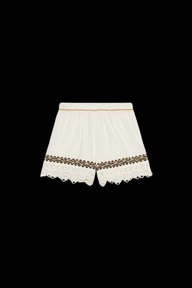 ZW COLLECTION EMBROIDERED SHORTS - Ecru by Zara