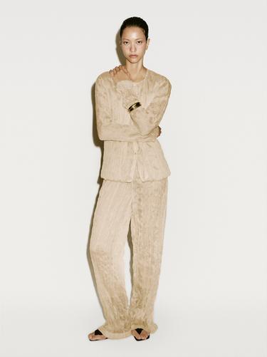 Zara Flowing shirt with pleated detail - Limited Edition - Biscuit