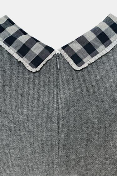 ROBE COL EN MATIÈRES VARIÉES - Gris de Zara - Image 5