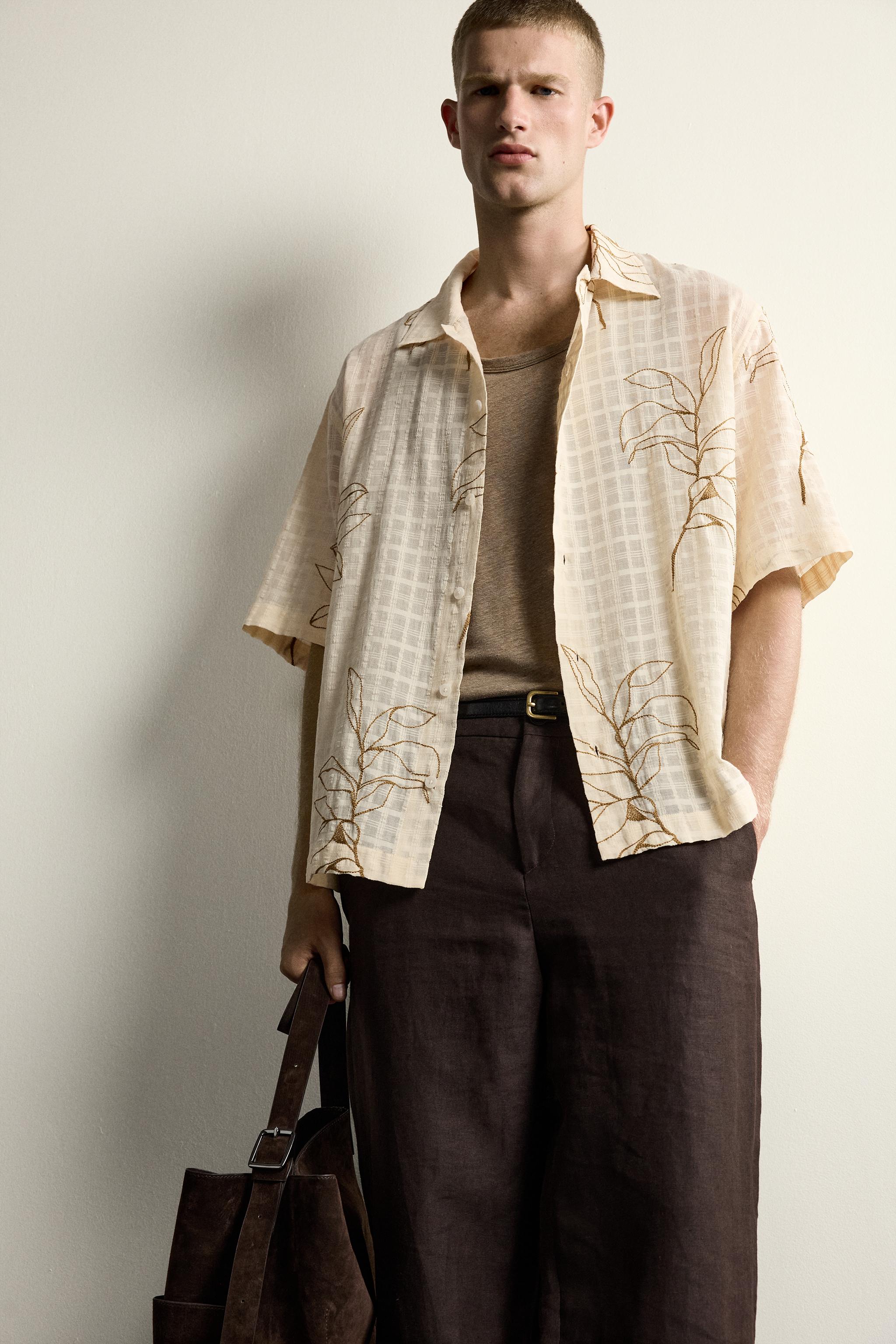 LEAF EMBROIDERED JACQUARD SHIRT