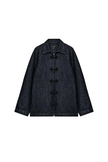 Zara ZW COLLECTION TOGGLE DENIM JACKET - Blue
