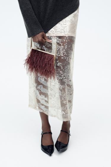 MINAUDIÈRE À PLUMES - Bordeaux de Zara - Image 1