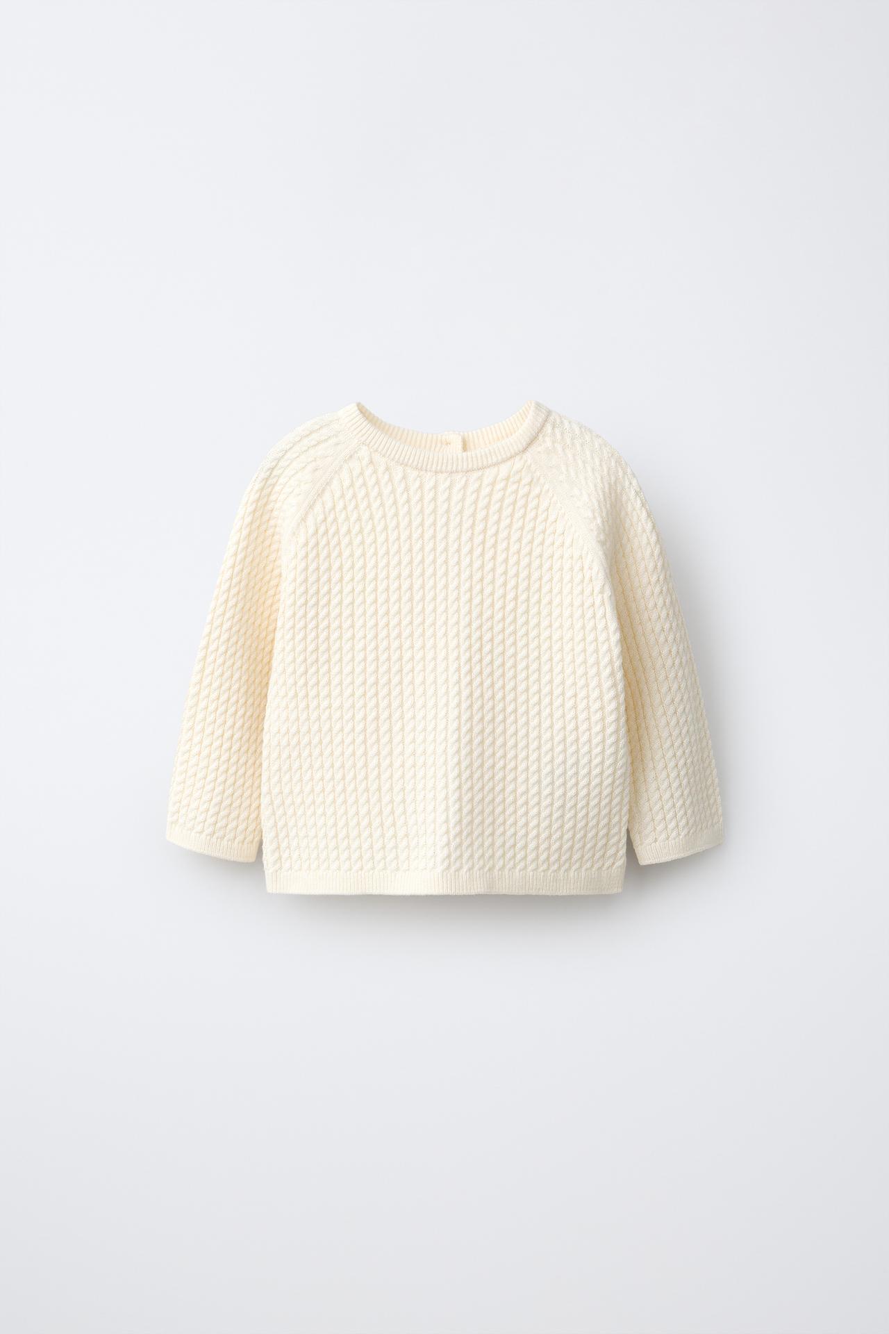 MINI CABLE KNIT SWEATER — Ecru