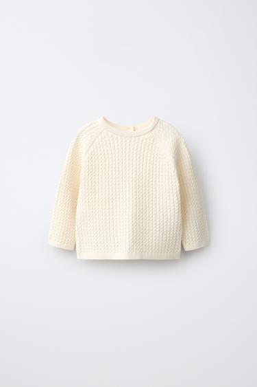 MINI CABLE KNIT SWEATER — Ecru 1