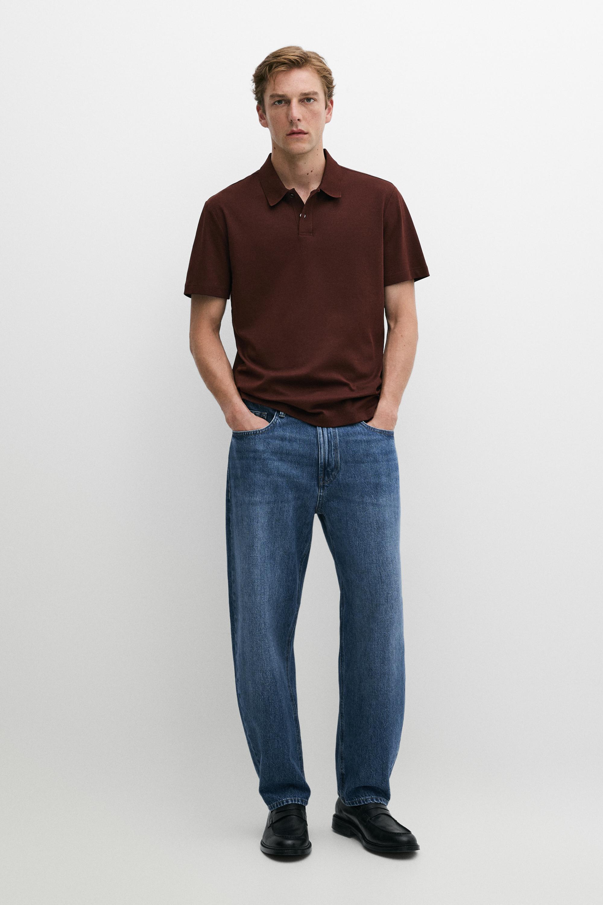 100% cotton short sleeve polo shirt — Brown / Taupe
