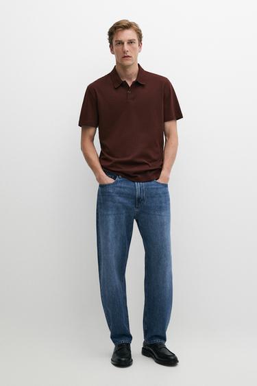 Zara 100% cotton short sleeve polo shirt - Brown / Taupe - Image 0