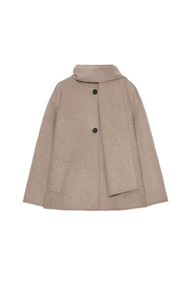 SHORT WOOL COAT WITH SCARF