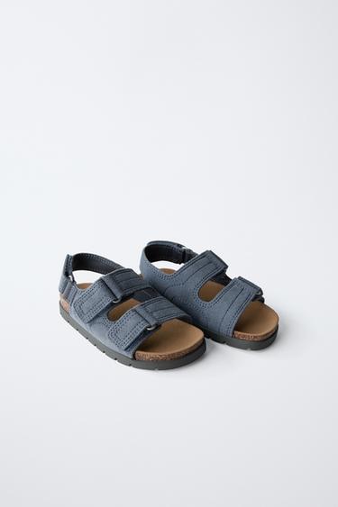 Zara LEATHER SANDALS - Blue