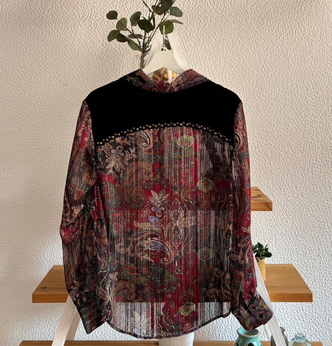 PRINTED VELVET BLOUSE - Image 3