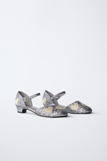 CHAUSSURE À TALONS BRILLANTS CŒURS - Argent de Zara