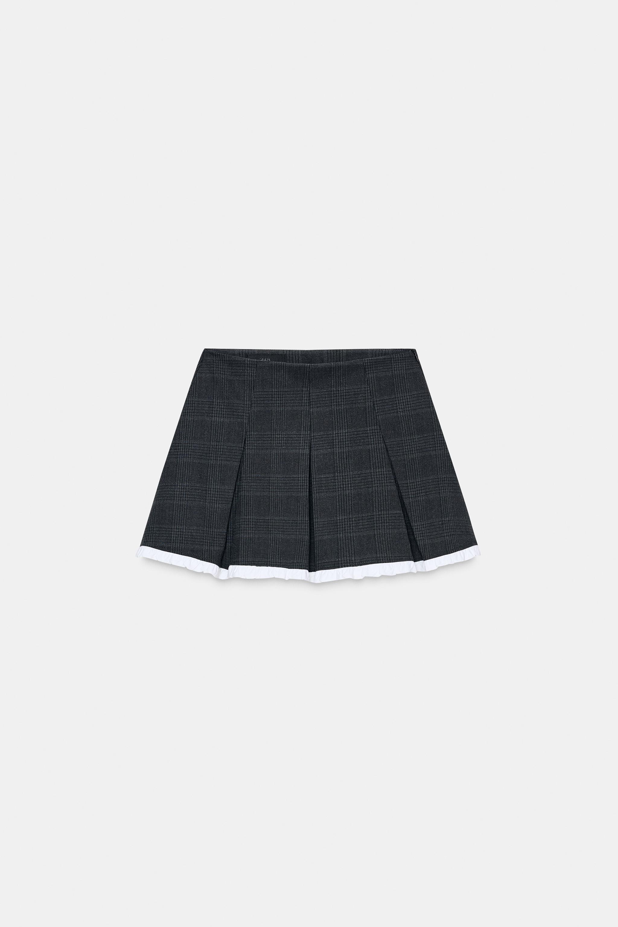 CHECKED BOX PLEAT SKORT - Anthracite Grey | ZARA Singapore