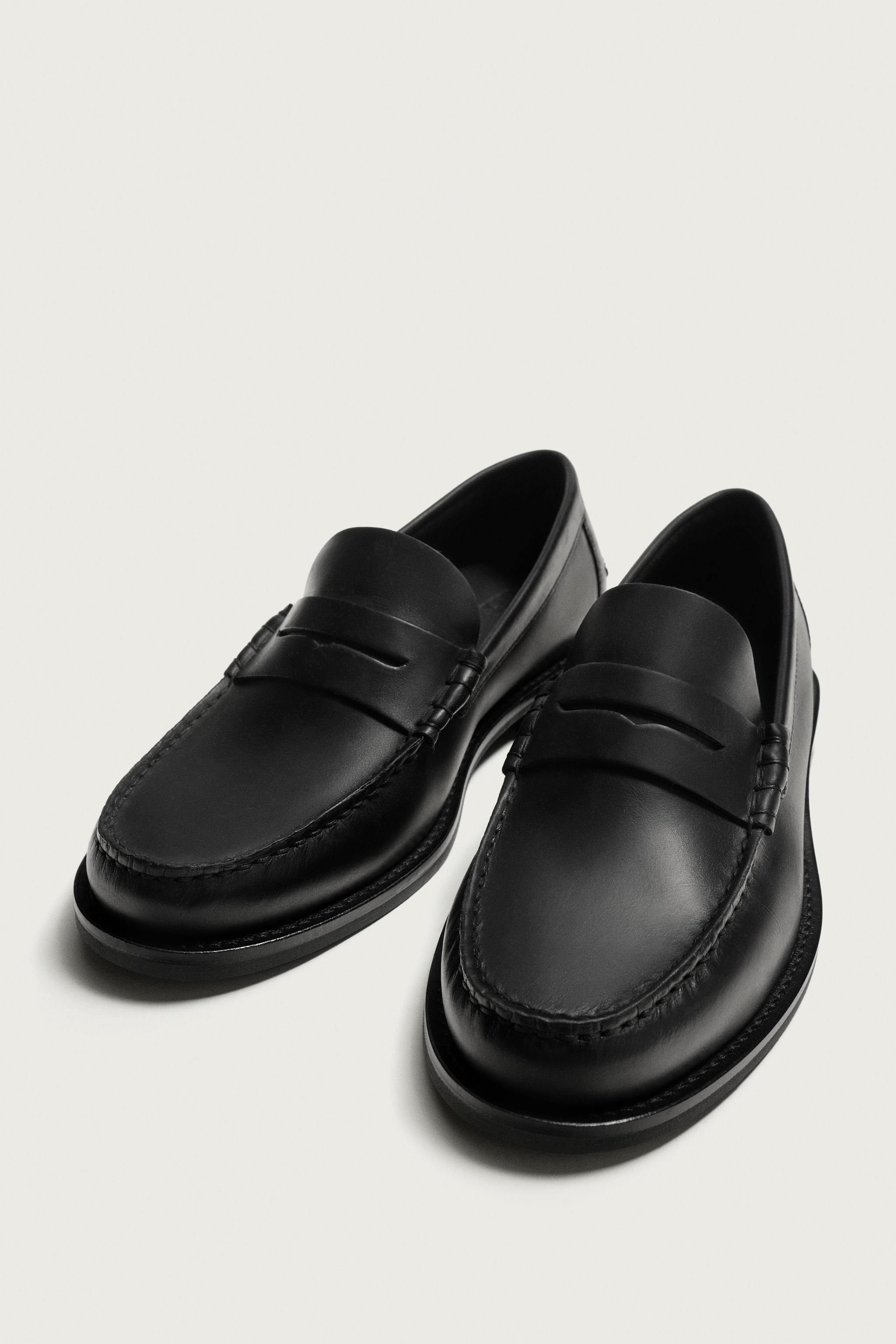 【良品】ZARAレザーペニーローファー レザー ペニーローファー - ブラウン | ZARA Japan / 日本