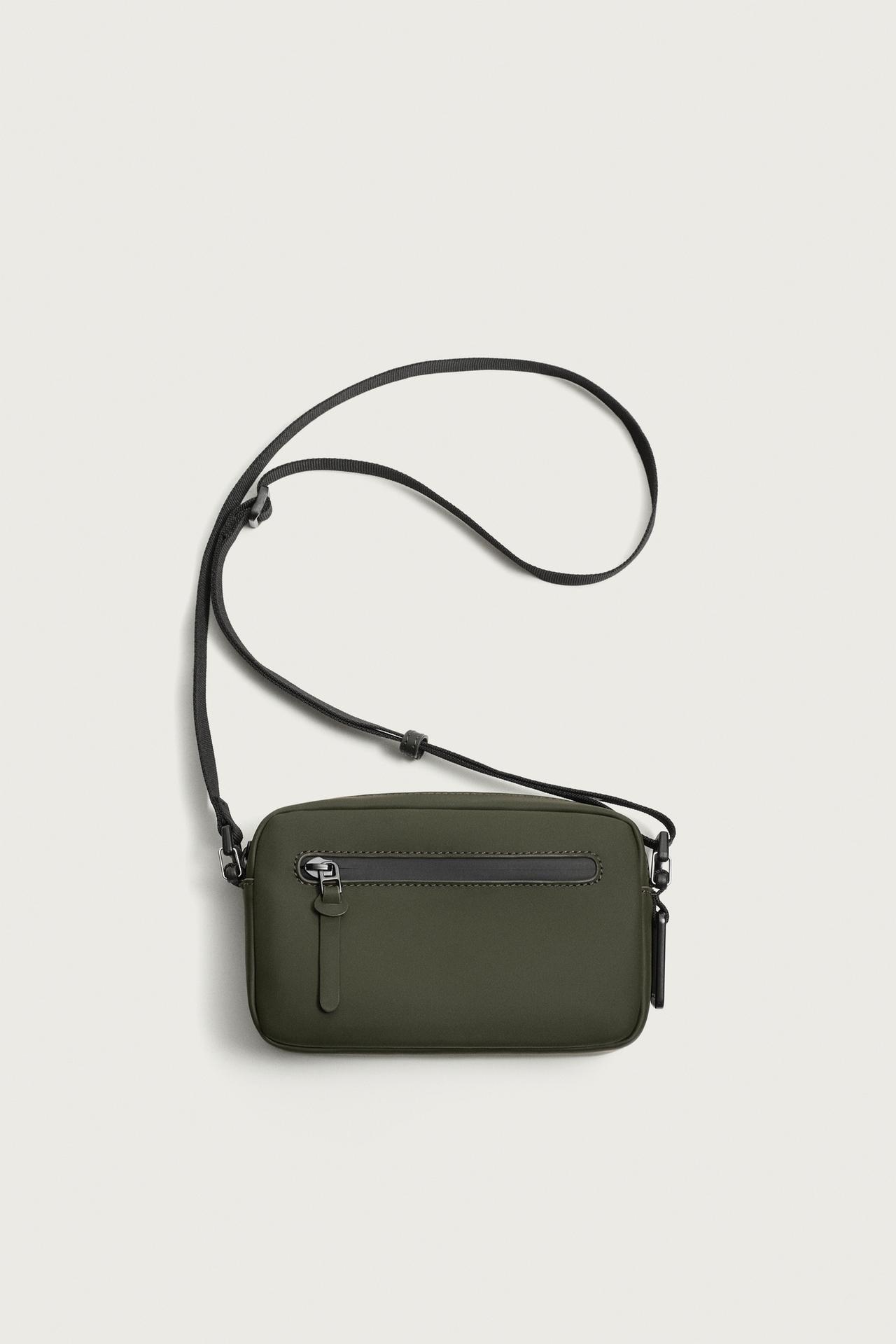 RUBBERIZED CROSSBODY BAG — Khaki Green