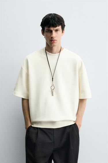 SWEAT TECHNIQUE EN INTERLOCK - Blanc cassé de Zara