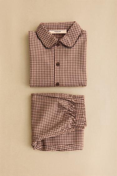 CONJUNTO DE PIJAMA INFANTIL DE FLANELA COM XADREZ PEQUENO - Rosa da Zara